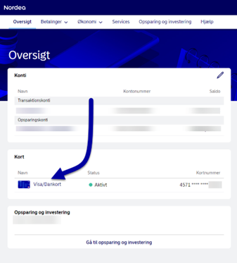Spærring af kort - netbank 1